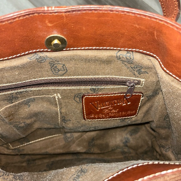 Valentina Womens Brown  Leather Shoulder Bag Purse  Handbag Brown Strap - Picture 8 of 10